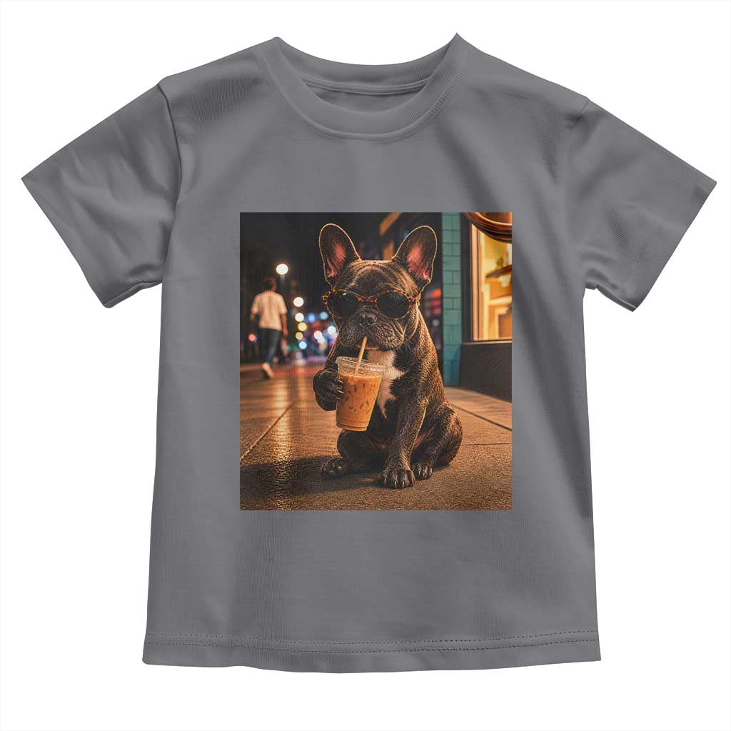 French Bulldog Iced Coffee Toddler T Shirt Grunge Frenchie Graphic Funny Dog Lover