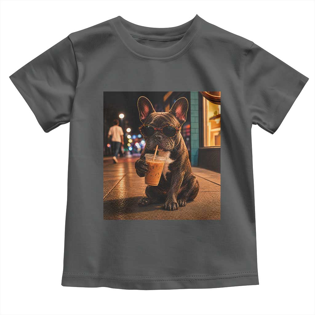 French Bulldog Iced Coffee Toddler T Shirt Grunge Frenchie Graphic Funny Dog Lover