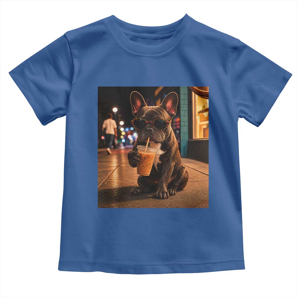 French Bulldog Iced Coffee Toddler T Shirt Grunge Frenchie Graphic Funny Dog Lover