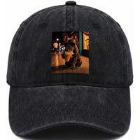 French Bulldog Iced Coffee Washed Cotton Baseball Cap Grunge Frenchie Graphic Funny Dog Lover