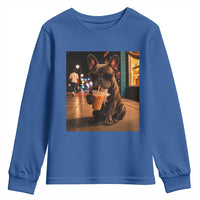 French Bulldog Iced Coffee Youth Sweatshirt Grunge Frenchie Graphic Funny Dog Lover