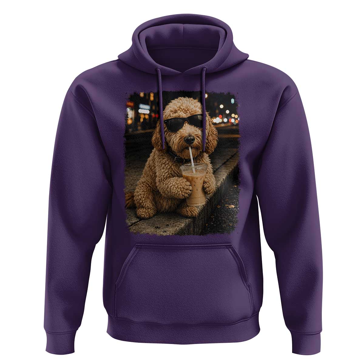 Goldendoodle Drinking Iced Coffee Hoodie Grunge Graphic Funny Dog Lover