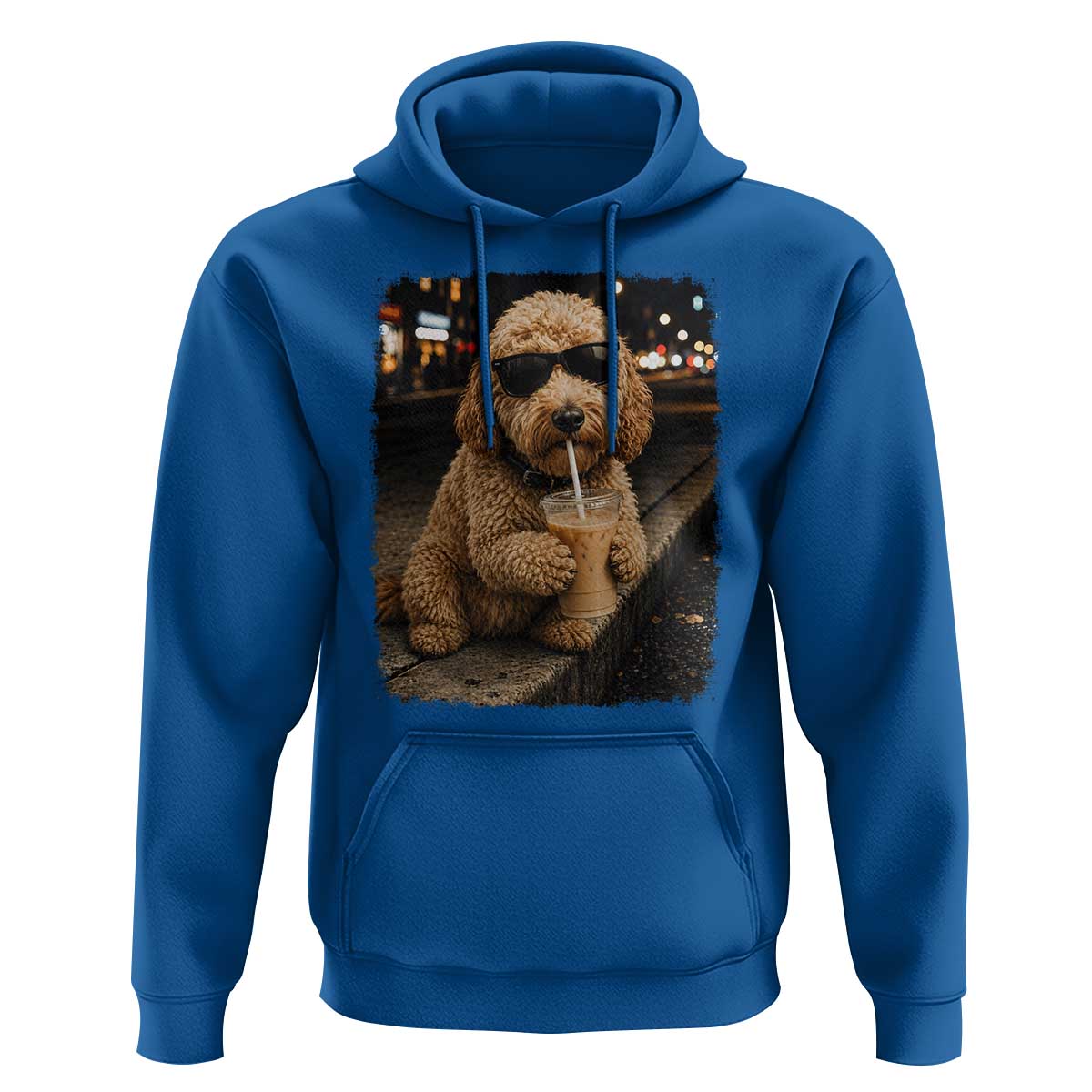 Goldendoodle Drinking Iced Coffee Hoodie Grunge Graphic Funny Dog Lover