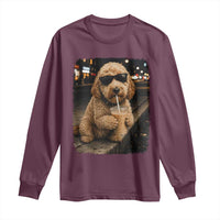 Goldendoodle Drinking Iced Coffee Long Sleeve Shirt Grunge Graphic Funny Dog Lover