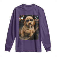 Goldendoodle Drinking Iced Coffee Long Sleeve Shirt Grunge Graphic Funny Dog Lover