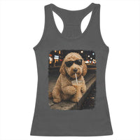 Goldendoodle Drinking Iced Coffee Racerback Tank Top Grunge Graphic Funny Dog Lover