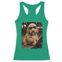 Goldendoodle Drinking Iced Coffee Racerback Tank Top Grunge Graphic Funny Dog Lover