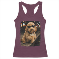 Goldendoodle Drinking Iced Coffee Racerback Tank Top Grunge Graphic Funny Dog Lover