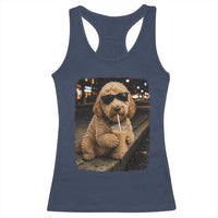 Goldendoodle Drinking Iced Coffee Racerback Tank Top Grunge Graphic Funny Dog Lover