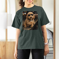 Goldendoodle Drinking Iced Coffee T Shirt For Women Grunge Graphic Funny Dog Lover