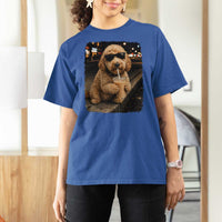 Goldendoodle Drinking Iced Coffee T Shirt For Women Grunge Graphic Funny Dog Lover
