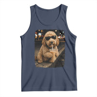 Goldendoodle Drinking Iced Coffee Tank Top Grunge Graphic Funny Dog Lover