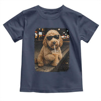 Goldendoodle Drinking Iced Coffee Toddler T Shirt Grunge Graphic Funny Dog Lover