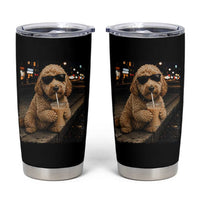 Goldendoodle Drinking Iced Coffee Tumbler Cup Grunge Graphic Funny Dog Lover
