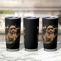 Goldendoodle Drinking Iced Coffee Tumbler Cup Grunge Graphic Funny Dog Lover