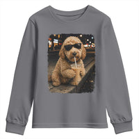 Goldendoodle Drinking Iced Coffee Youth Sweatshirt Grunge Graphic Funny Dog Lover