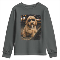 Goldendoodle Drinking Iced Coffee Youth Sweatshirt Grunge Graphic Funny Dog Lover