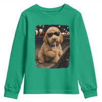 Goldendoodle Drinking Iced Coffee Youth Sweatshirt Grunge Graphic Funny Dog Lover