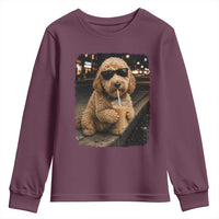 Goldendoodle Drinking Iced Coffee Youth Sweatshirt Grunge Graphic Funny Dog Lover