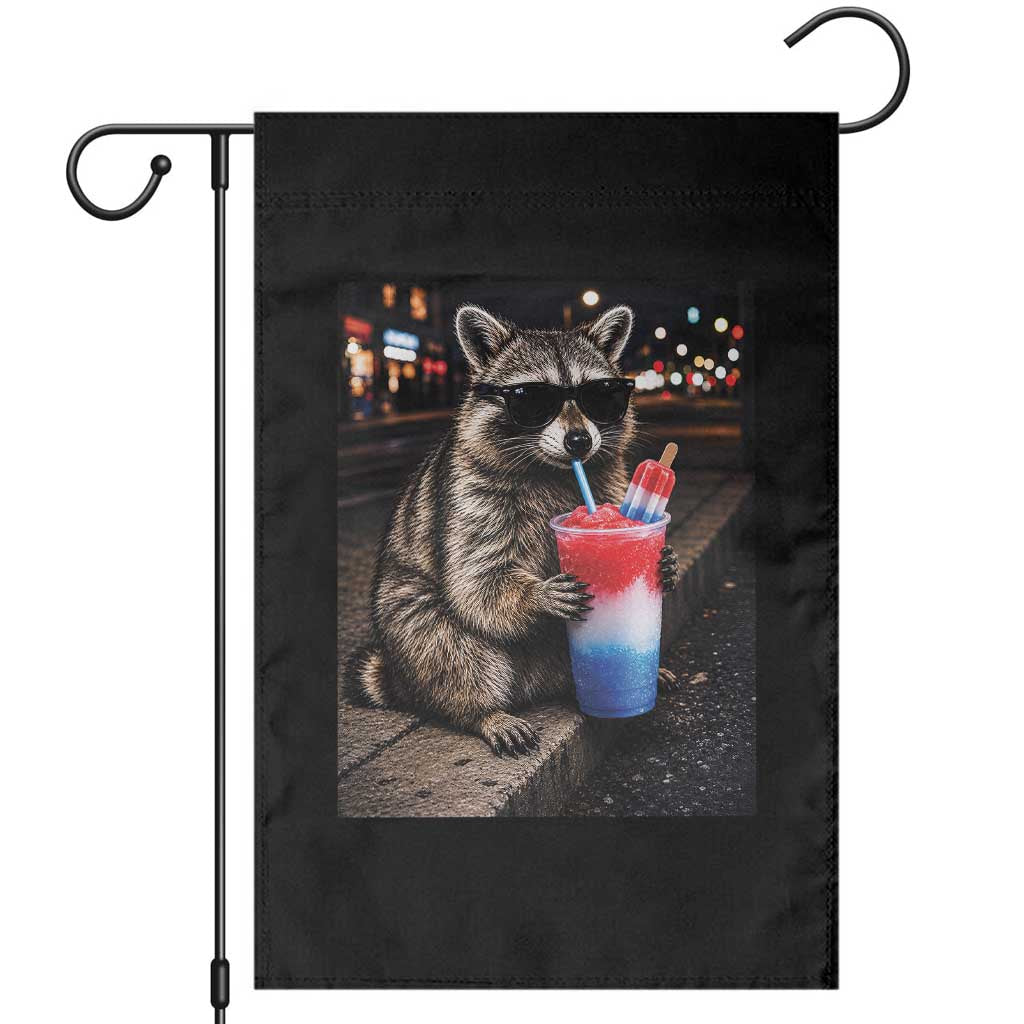 4th Of July Raccoon Drinking Slushie Garden Flag Patriotic 250 Anniversary USA Trash Panda Funny Meme