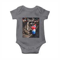 4th Of July Raccoon Drinking Slushie Baby Onesie Patriotic 250 Anniversary USA Trash Panda Funny Meme