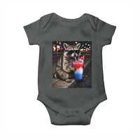 4th Of July Raccoon Drinking Slushie Baby Onesie Patriotic 250 Anniversary USA Trash Panda Funny Meme