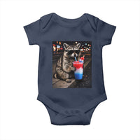 4th Of July Raccoon Drinking Slushie Baby Onesie Patriotic 250 Anniversary USA Trash Panda Funny Meme