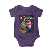 4th Of July Raccoon Drinking Slushie Baby Onesie Patriotic 250 Anniversary USA Trash Panda Funny Meme