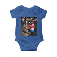 4th Of July Raccoon Drinking Slushie Baby Onesie Patriotic 250 Anniversary USA Trash Panda Funny Meme