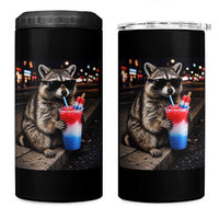4th Of July Raccoon Drinking Slushie 4 in 1 Can Cooler Tumbler Patriotic 250 Anniversary USA Trash Panda Funny Meme