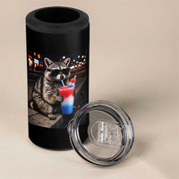 4th Of July Raccoon Drinking Slushie 4 in 1 Can Cooler Tumbler Patriotic 250 Anniversary USA Trash Panda Funny Meme