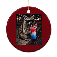 4th Of July Raccoon Drinking Slushie Ceramic Ornament Patriotic 250 Anniversary USA Trash Panda Funny Meme