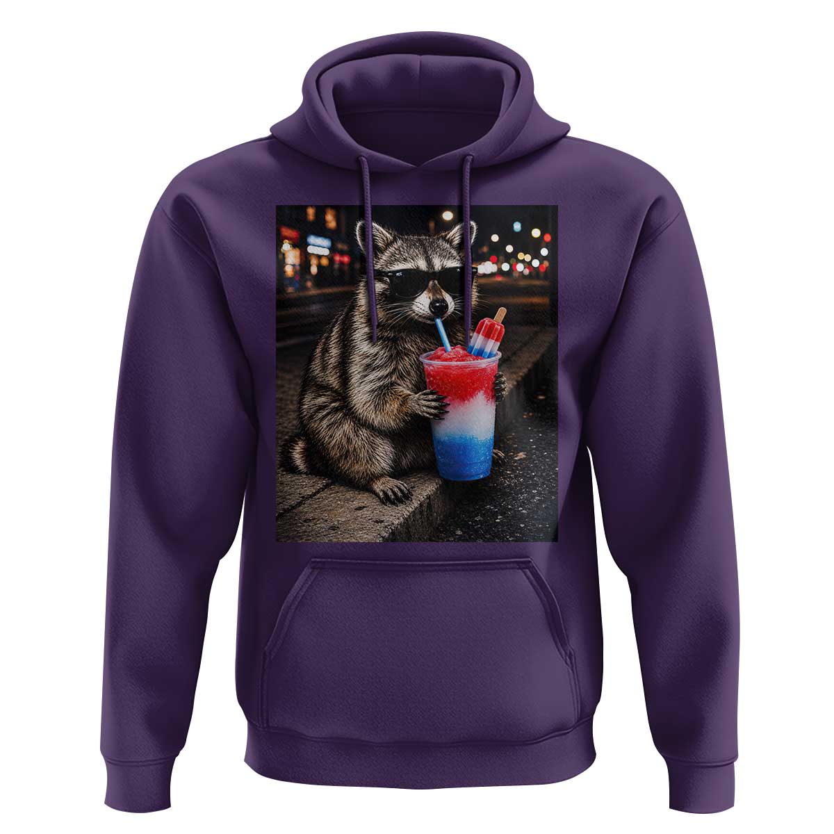 4th Of July Raccoon Drinking Slushie Hoodie Patriotic 250 Anniversary USA Trash Panda Funny Meme