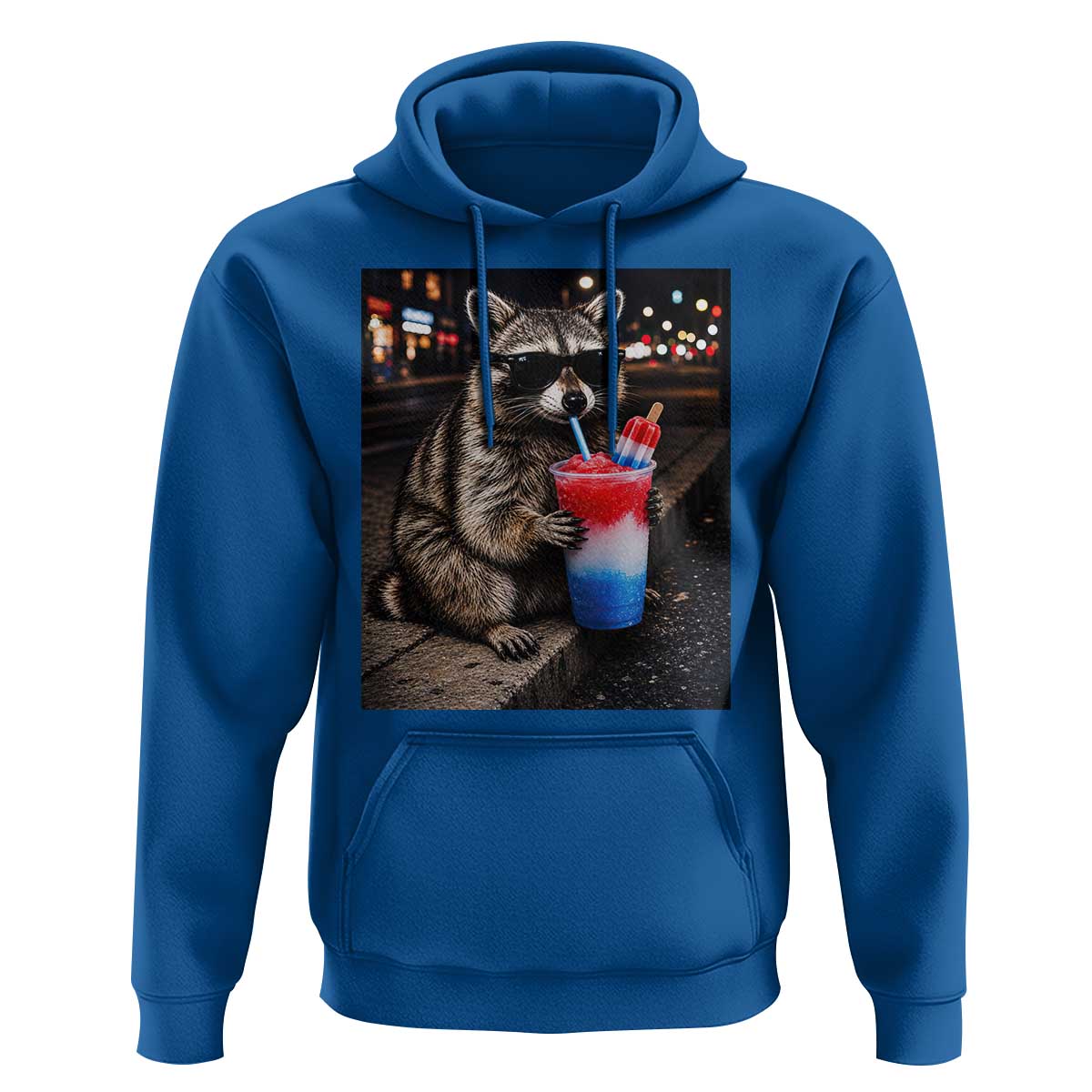 4th Of July Raccoon Drinking Slushie Hoodie Patriotic 250 Anniversary USA Trash Panda Funny Meme