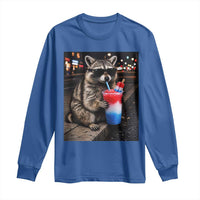 4th Of July Raccoon Drinking Slushie Long Sleeve Shirt Patriotic 250 Anniversary USA Trash Panda Funny Meme