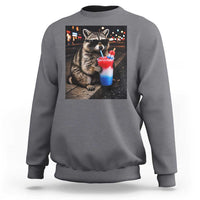 4th Of July Raccoon Drinking Slushie Sweatshirt Patriotic 250 Anniversary USA Trash Panda Funny Meme