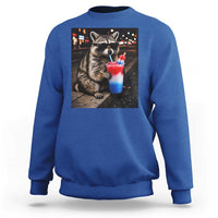 4th Of July Raccoon Drinking Slushie Sweatshirt Patriotic 250 Anniversary USA Trash Panda Funny Meme