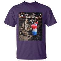 4th Of July Raccoon Drinking Slushie T Shirt Patriotic 250 Anniversary USA Trash Panda Funny Meme