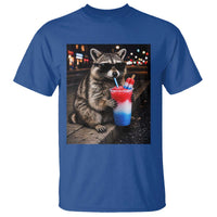 4th Of July Raccoon Drinking Slushie T Shirt Patriotic 250 Anniversary USA Trash Panda Funny Meme