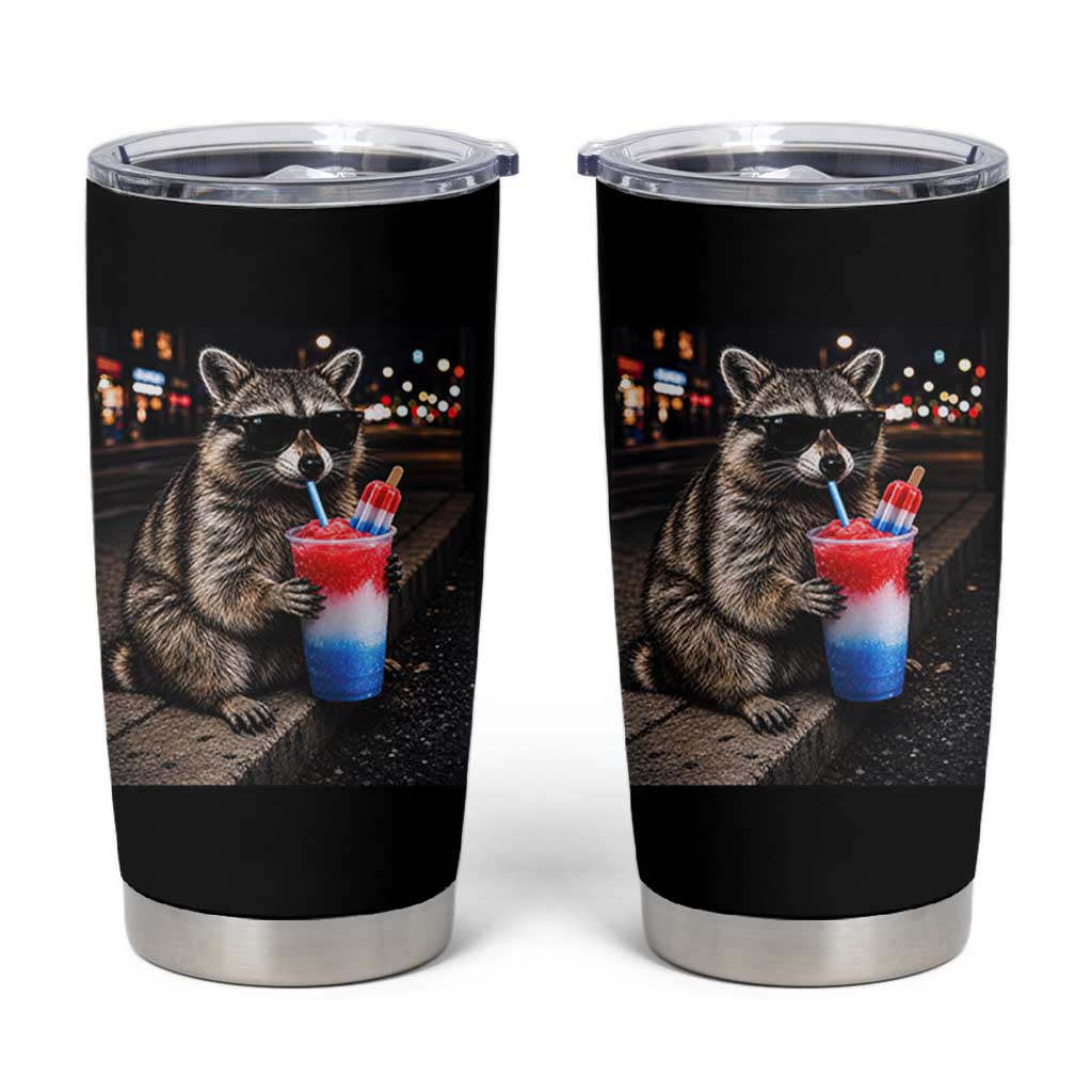 4th Of July Raccoon Drinking Slushie Tumbler Cup Patriotic 250 Anniversary USA Trash Panda Funny Meme