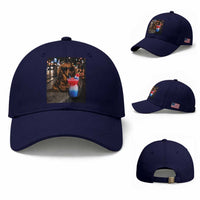 4th Of July Dachshund Drinking Slushie Baseball Cap Patriotic 250 Anniversary USA Dog Lovers Funny Meme