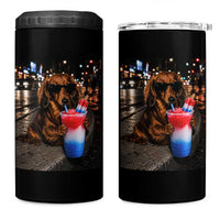 4th Of July Dachshund Drinking Slushie 4 in 1 Can Cooler Tumbler Patriotic 250 Anniversary USA Dog Lovers Funny Meme