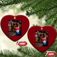 4th Of July Dachshund Drinking Slushie Ceramic Ornament Patriotic 250 Anniversary USA Dog Lovers Funny Meme