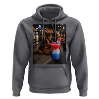 4th Of July Dachshund Drinking Slushie Hoodie Patriotic 250 Anniversary USA Dog Lovers Funny Meme
