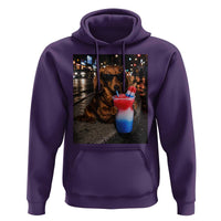 4th Of July Dachshund Drinking Slushie Hoodie Patriotic 250 Anniversary USA Dog Lovers Funny Meme