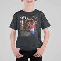 4th Of July Dachshund Drinking Slushie T Shirt For Kid Patriotic 250 Anniversary USA Dog Lovers Funny Meme