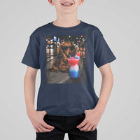 4th Of July Dachshund Drinking Slushie T Shirt For Kid Patriotic 250 Anniversary USA Dog Lovers Funny Meme