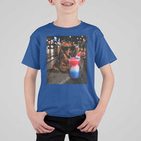 4th Of July Dachshund Drinking Slushie T Shirt For Kid Patriotic 250 Anniversary USA Dog Lovers Funny Meme