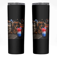 4th Of July Dachshund Drinking Slushie Skinny Tumbler Patriotic 250 Anniversary USA Dog Lovers Funny Meme