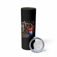 4th Of July Dachshund Drinking Slushie Skinny Tumbler Patriotic 250 Anniversary USA Dog Lovers Funny Meme